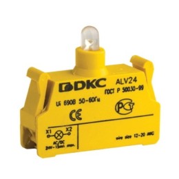 Контактный блок с клеммным безвинтовым зажимом со светодиодом на 12В ALV12 DKC