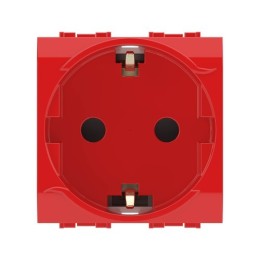 Электрическая розетка, с заземлением, со шторками, красная,2 мод. 76482R DKC
