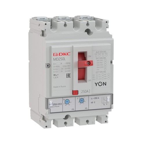 MD250L-TM200 ДКС - Авт. выкл. YON MD250L-TM200 3P 200А 25kA Ir 0.7…1xIn Ii 5…10xIn
