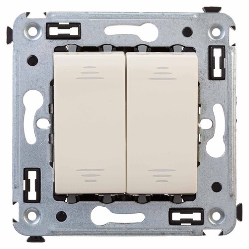 4405114 ДКС - Переключатель двухклавишный в стену, "Avanti", "Ванильная дымка"
