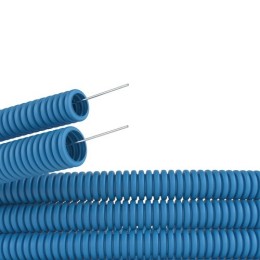 Труба ППЛ гибкая гофр. д.16мм, тяжёлая с протяжкой, 100м, цвет синий 11516 DKC