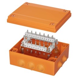 Коробка пластиковая FS с кабельными вводами и клеммниками, IP55, 240х190х90 мм, 40р, 450V, 6A, 4 мм2 FSB414004 DKC
