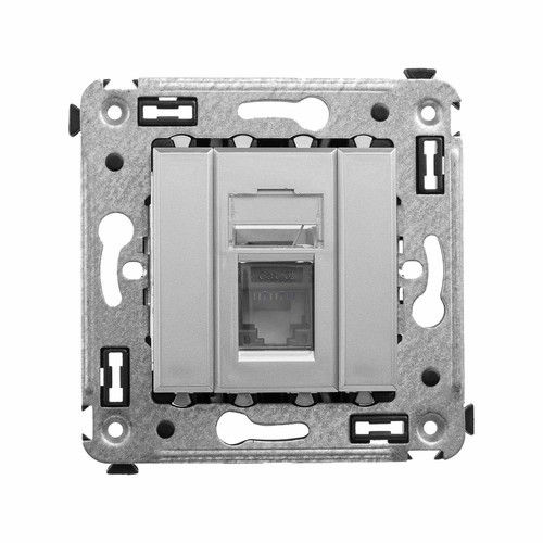 4404373 ДКС - Компьютерная розетка RJ-45 в стену, кат.6А одинарная, "Avanti", "Закаленная сталь"
