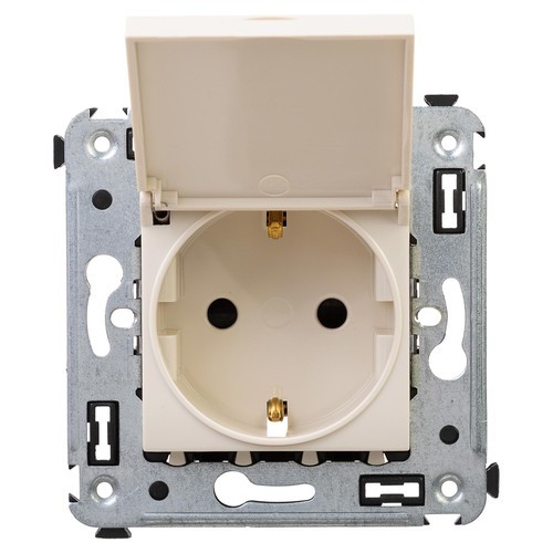 4405013 ДКС - Розетка с крышкой в стену, 2P+E, "Avanti", "Ванильная дымка"
