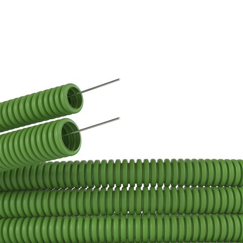 Труба ПВХ гибкая гофр. д.20мм, лёгкая с протяжкой, 100м, цвет зеленый 91920G DKC