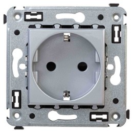 Розетка в стену, 2P+E, с з/ш, "Avanti", "Закаленная сталь" 4404003 DKC
