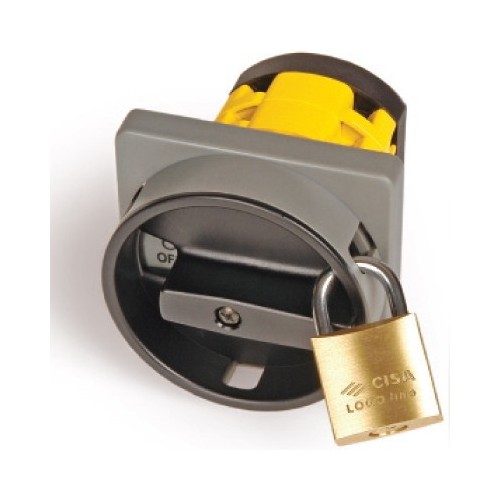 AZ0901 ДКС - Серая площадка и круглая черн.ручка под замок, 67х67, на винты
