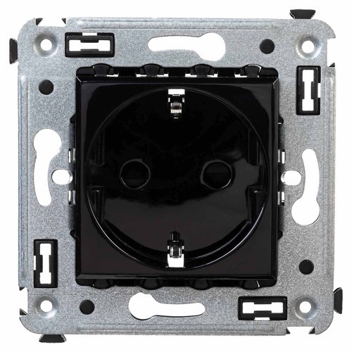 4402003 ДКС - Розетка в стену, 2P+E, с з/ш, "Avanti", "Черный квадрат"
