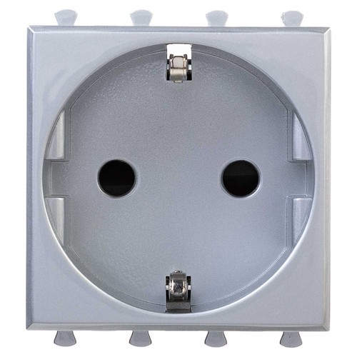 4404002 ДКС - Розетка модульная, 2P+E, с з/ш, "Avanti", "Закаленная сталь", 2 модуля
