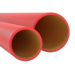 Двустенная труба ПНД жесткая для кабельной канализации д.200мм, SN6, 6м, цвет красный 160920-6K DKC