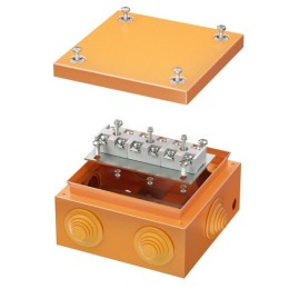 Коробка стальная FS с кабельными вводами и клеммниками,IP55,150х150х80мм,6р,450V,20A,10мм.кв, нерж.контакт FSK31610 DKC