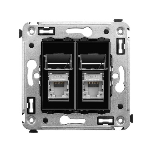 4402364 ДКС - Компьютерная розетка RJ-45 в стену, кат.5e двойная экранированная,"Avanti", "Черный квадрат"
