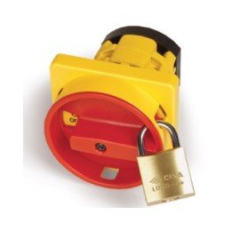 Желт.площадка и круглая красн.ручка под замок, 67х67, на винты AZ1001-1 DKC
