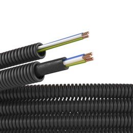 Труба ПНД гибкая гофрированная, д.16мм, цвет черный, с проводом 3*2,5ПВ-1 (ПуВ) РЭК ГОСТ+, 50м 7V71650 DKC
