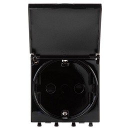 Розетка с крышкой "Черный квадрат", 2P+E, с з/ш, "Avanti", 2 мод. 4402012 DKC
