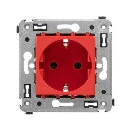 Розетка в стену, 2P+E, с з/ш, "Avanti", "Красный квадрат" 4401003 DKC
