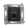 4412303 ДКС - USB 3.0 розетка одинарная в стену, тип А-А, "Avanti", "Черный матовый"
