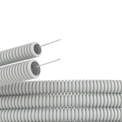 9192025 ДКС - Труба ПВХ гибкая гофр. д.20мм, лёгкая с протяжкой, 25м, цвет серый
