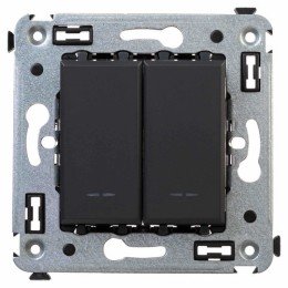 Переключатель двухклавишный в стену, "Avanti", "Черный матовый" 4412114 DKC
