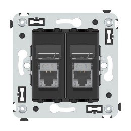 Компьютерная розетка RJ-45 в стену, кат.6 экранированная двойная,"Avanti", "Черный матовый" 4412394 DKC
