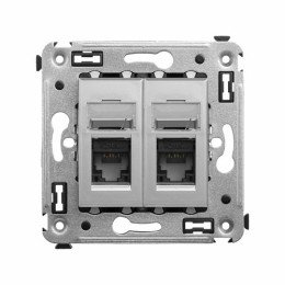 Компьютерная розетка RJ-45 в стену, кат.5e двойная, "Avanti","Закаленная сталь" 4404464 DKC

