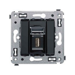USB 2.0 розетка одинарная в стену, тип А-А, "Avanti", "Черный квадрат" 4402403 DKC
