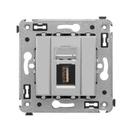 USB 2.0 розетка одинарная в стену, тип А-А, "Avanti", "Закаленная сталь" 4404403 DKC
