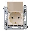 4405013 ДКС - Розетка с крышкой в стену, 2P+E, "Avanti", "Ванильная дымка"
