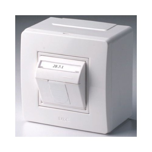 10665 ДКС - Коробка в сборе с 1 розеткой RJ45, кат.5е (телефон / компьютер), белая

