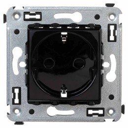 Розетка в стену, 2P+E, с з/ш, "Avanti", "Черный квадрат" 4402003 DKC
