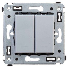 Выключатель двухклавишный в стену, "Avanti", "Закаленная сталь" 4404104 DKC
