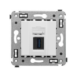 USB 3.0 розетка одинарная в стену, тип А-А, "Avanti", "Белое облако" 4400303 DKC
