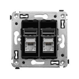 Компьютерная розетка RJ-45 в стену, кат.5e двойная экранированная,"Avanti", "Черный квадрат" 4402364 DKC
