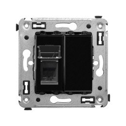 Розетка телефонная в стену одинарная, "Avanti", "Черный квадрат" 4402313 DKC
