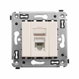 Компьютерная розетка RJ-45 в стену, кат.6 одинарная,"Avanti", "Ванильная дымка" 4405293 DKC
