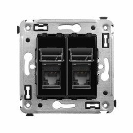 Компьютерная розетка RJ-45 в стену, кат.5e двойная, "Avanti", "Черный квадрат" 4402464 DKC
