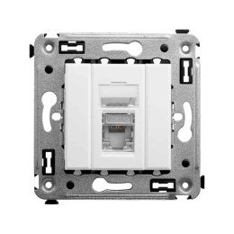 Компьютерная розетка RJ-45 в стену, кат.6 одинарная экранированная, "Avanti", "Белое облако" 4400393 DKC
