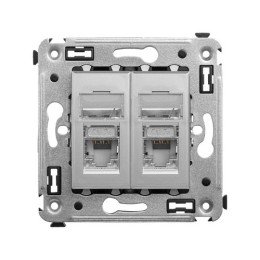 Компьютерная розетка RJ-45 в стену, кат.5e двойная экранированная,"Avanti", "Закаленная сталь" 4404364 DKC
