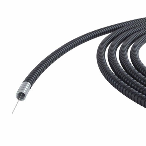 6071R-012N100P ДКС - Металлорукав DN 12мм в герметичной ПВХ изоляции, Dвн 12,0 мм, Dнар 16,0, с протяжкой, 100 м, цвет чёрный
