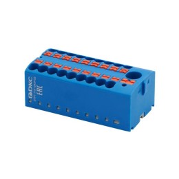 Блок распределительный, зажим push-in, 1 ввод 6 кв.мм, 18 точек подключения 2,5 кв.мм, синий DTP1-118-104SPUB DKC
