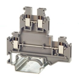 Клемма двухуровневая, винтовой зажим, 4 точки подключения, 2.5 кв.мм, серая KRUKB-3 DKC
