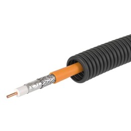 Электротруба ПНД гибкая гофрированная д. 20 мм, цвет черный, с коаксиальным кабелем SAT нг(А)-HF, 100 м 7VE720100B DKC
