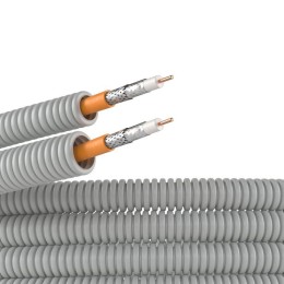 Электротруба ПВХ гибкая гофрированная д. 20 мм, цвет серый, с коаксиальным кабелем SAT нг(А)-HF, 25 м 9VE92025 DKC
